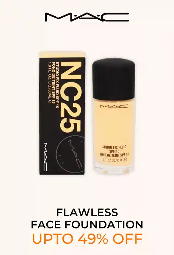 Glass bottle of MAC Studio Fix Fluid Foundation SPF15 30ml. Upto 49% off