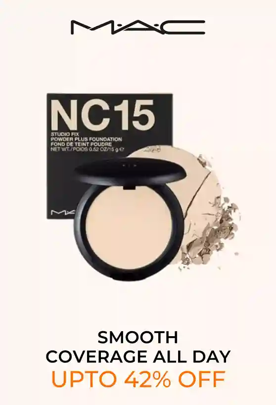Black compact case of MAC Studio Fix Powder Plus Foundation. Upto 42% off