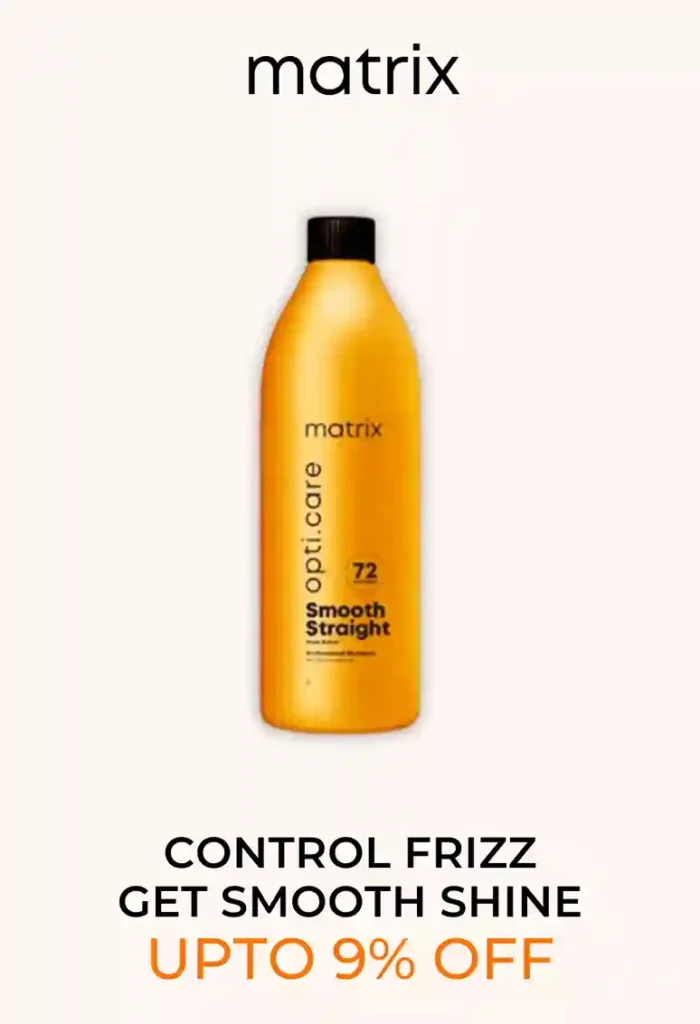 Front view of the large green bottle of Matrix Opti Care Smooth Straight Shampoo And Upto 9% Off