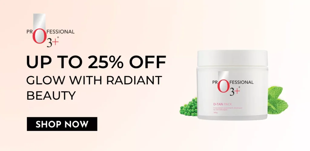 White jar of O3+ D-Tan Professional Pack 300g. Upto 25% off