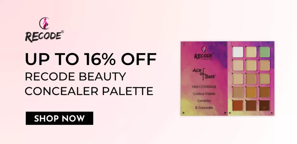 Open view of the Recode Beauty Concealer Colour Corrector Contour Palette with 15 shades. Upto 16% off