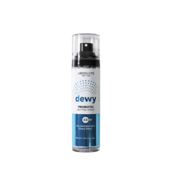 Front view of the Absolute New York Dewy Probiotic Make-Up Setting Spray bottle