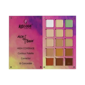 Open view of the Recode Beauty Concealer Colour Corrector Contour Palette with 15 shades