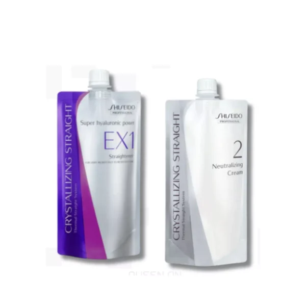 Two bottles of Shiseido Crystallizing Straight Ex1 and Neutralizer 400g combo set together