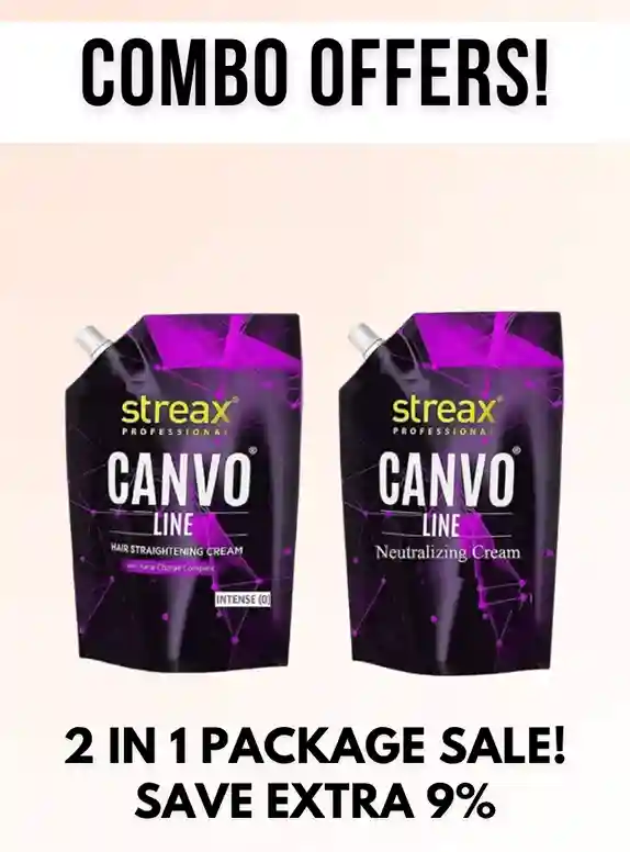 Streax Canvo Line Hair Straightening Cream and Neutralizing Cream 500g set combo pack. Save Extra 9%